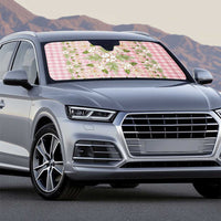 Squares Maile Leaf Auto Sun Shade Pink Palaka Hawaiian Quilt Pattern - Polynesian Pride