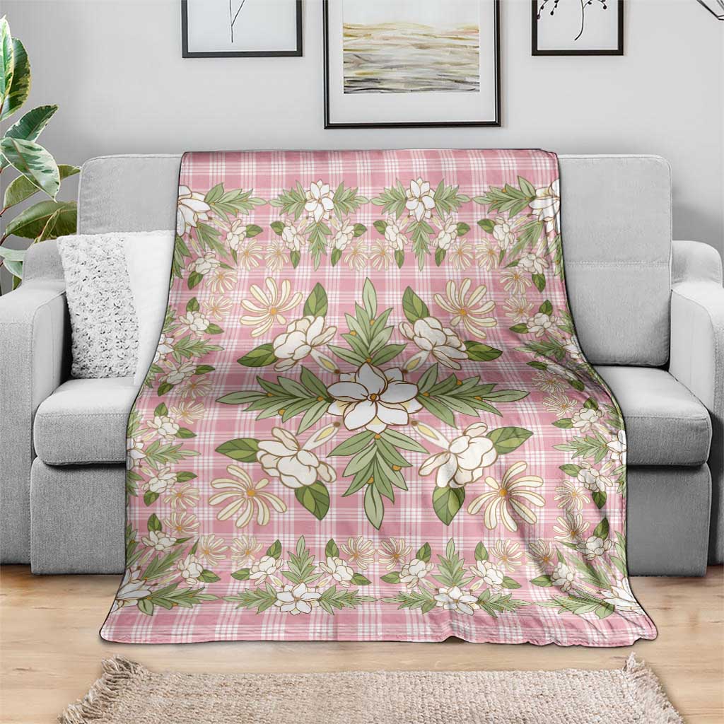 Squares Maile Leaf Blanket Pink Palaka Hawaiian Quilt Pattern - Polynesian Pride