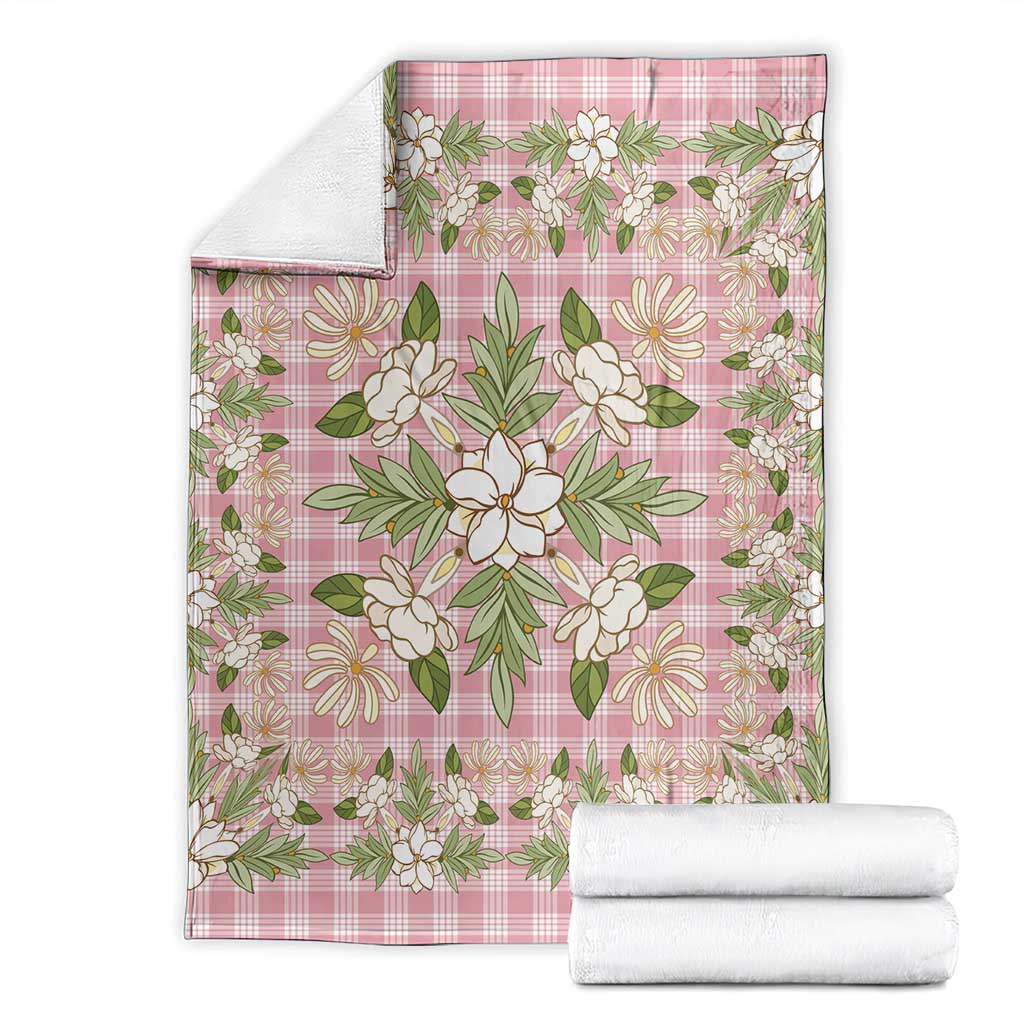Squares Maile Leaf Blanket Pink Palaka Hawaiian Quilt Pattern - Polynesian Pride