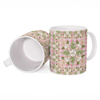 Squares Maile Leaf Ceramic Mug Pink Palaka Hawaiian Quilt Pattern - Polynesian Pride