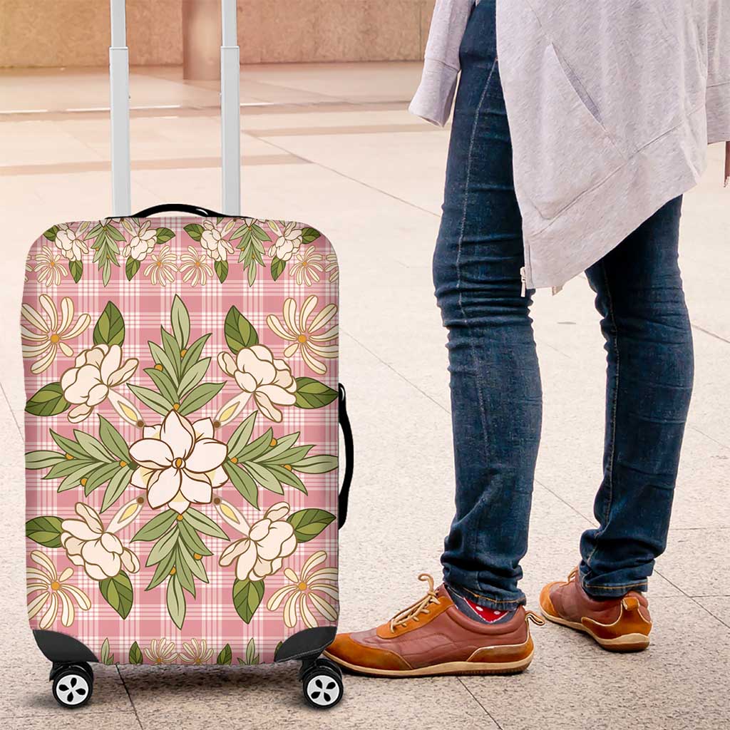 Squares Maile Leaf Luggage Cover Pink Palaka Hawaiian Quilt Pattern - Polynesian Pride