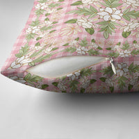 Squares Maile Leaf Pillow Cover Pink Palaka Hawaiian Quilt Pattern - Polynesian Pride