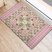 Squares Maile Leaf Rubber Doormat Pink Palaka Hawaiian Quilt Pattern - Polynesian Pride