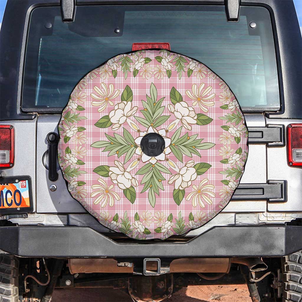 Squares Maile Leaf Spare Tire Cover Pink Palaka Hawaiian Quilt Pattern - Polynesian Pride
