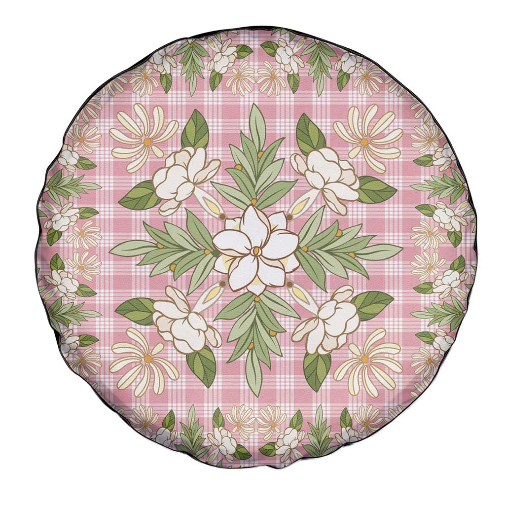 Squares Maile Leaf Spare Tire Cover Pink Palaka Hawaiian Quilt Pattern - Polynesian Pride
