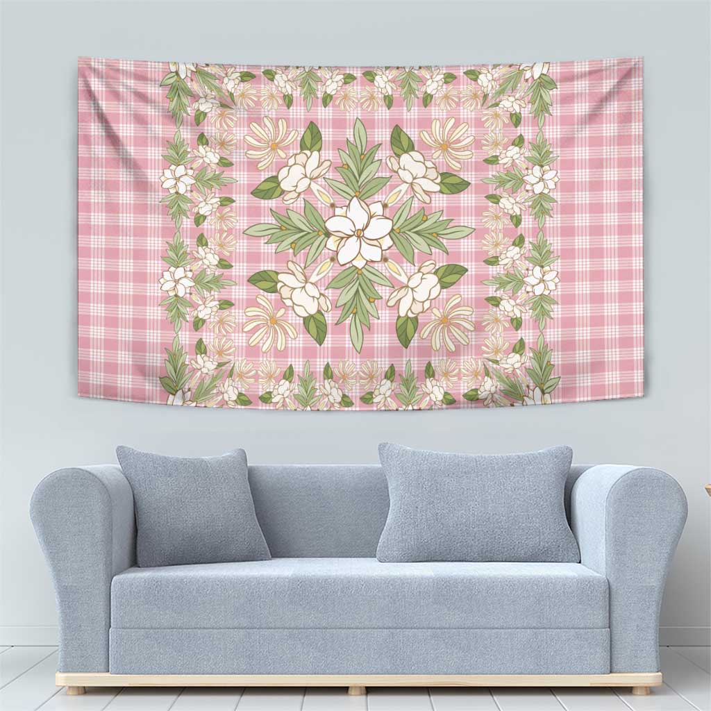Squares Maile Leaf Tapestry Pink Palaka Hawaiian Quilt Pattern - Polynesian Pride