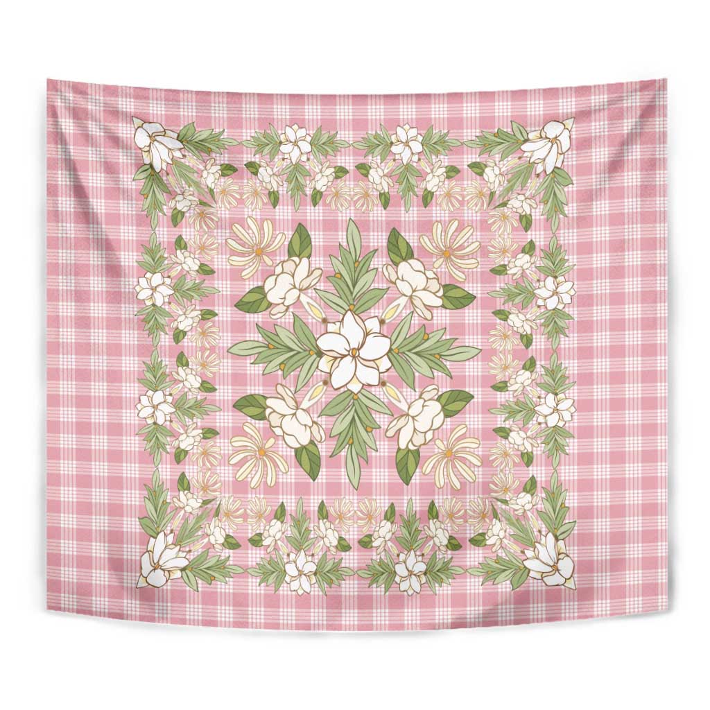 Squares Maile Leaf Tapestry Pink Palaka Hawaiian Quilt Pattern - Polynesian Pride