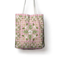 Squares Maile Leaf Tote Bag Pink Palaka Hawaiian Quilt Pattern - Polynesian Pride