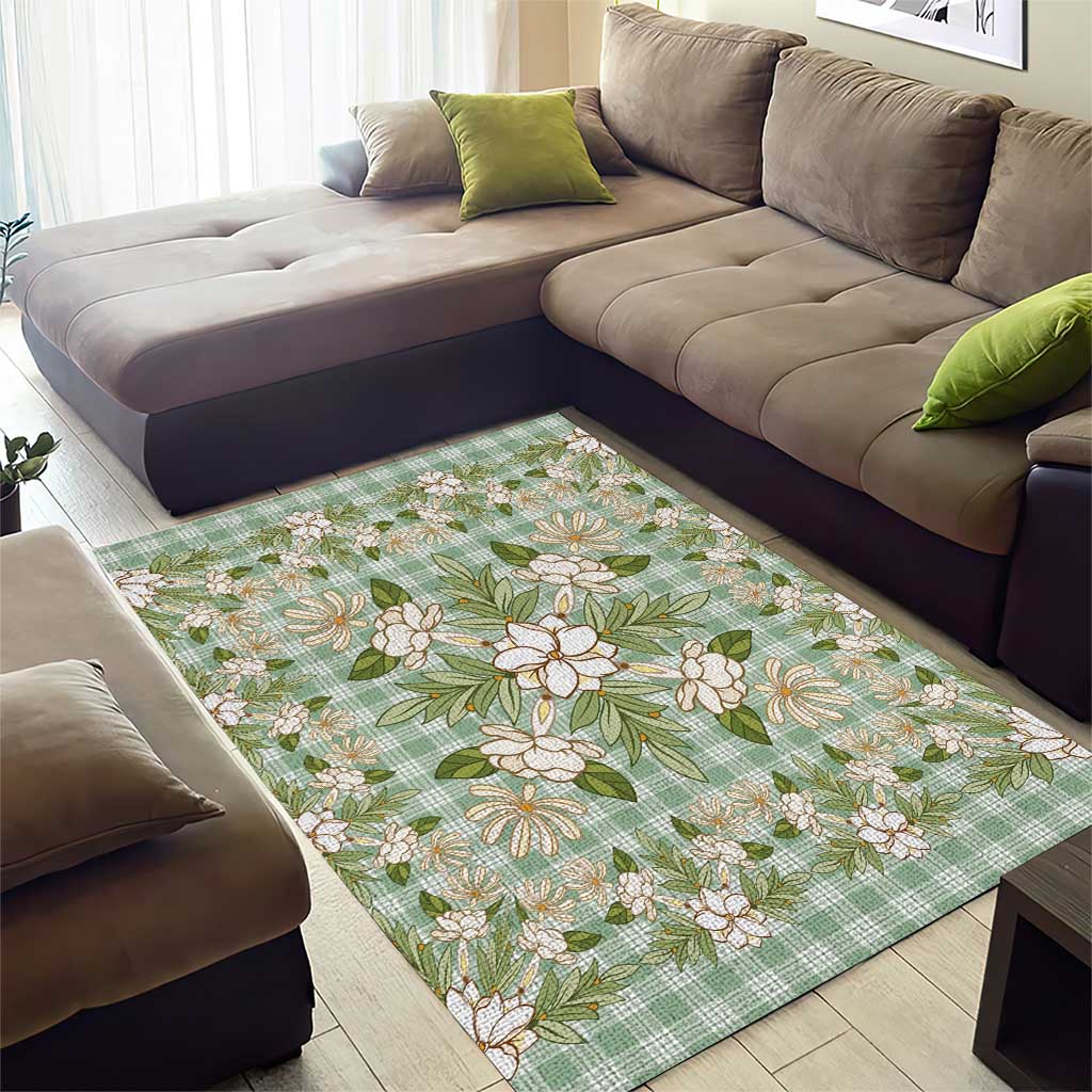 Squares Maile Leaf Area Rug Turquoise Palaka Hawaiian Quilt Pattern - Polynesian Pride