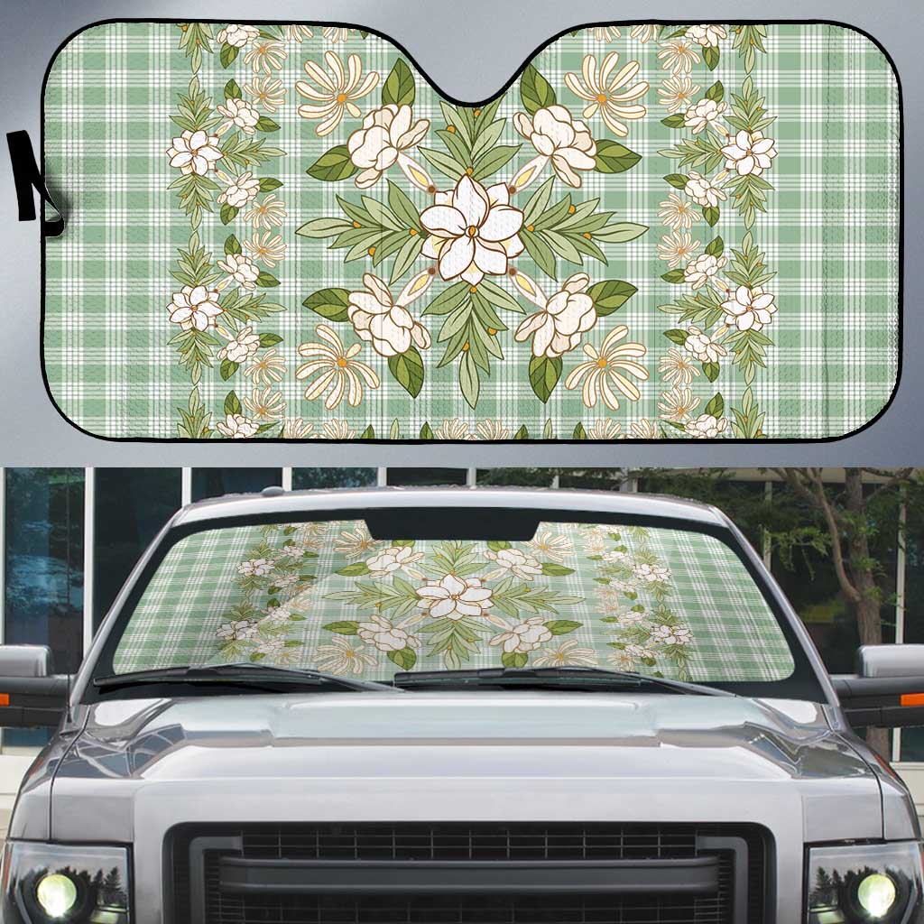 Squares Maile Leaf Auto Sun Shade Turquoise Palaka Hawaiian Quilt Pattern - Polynesian Pride