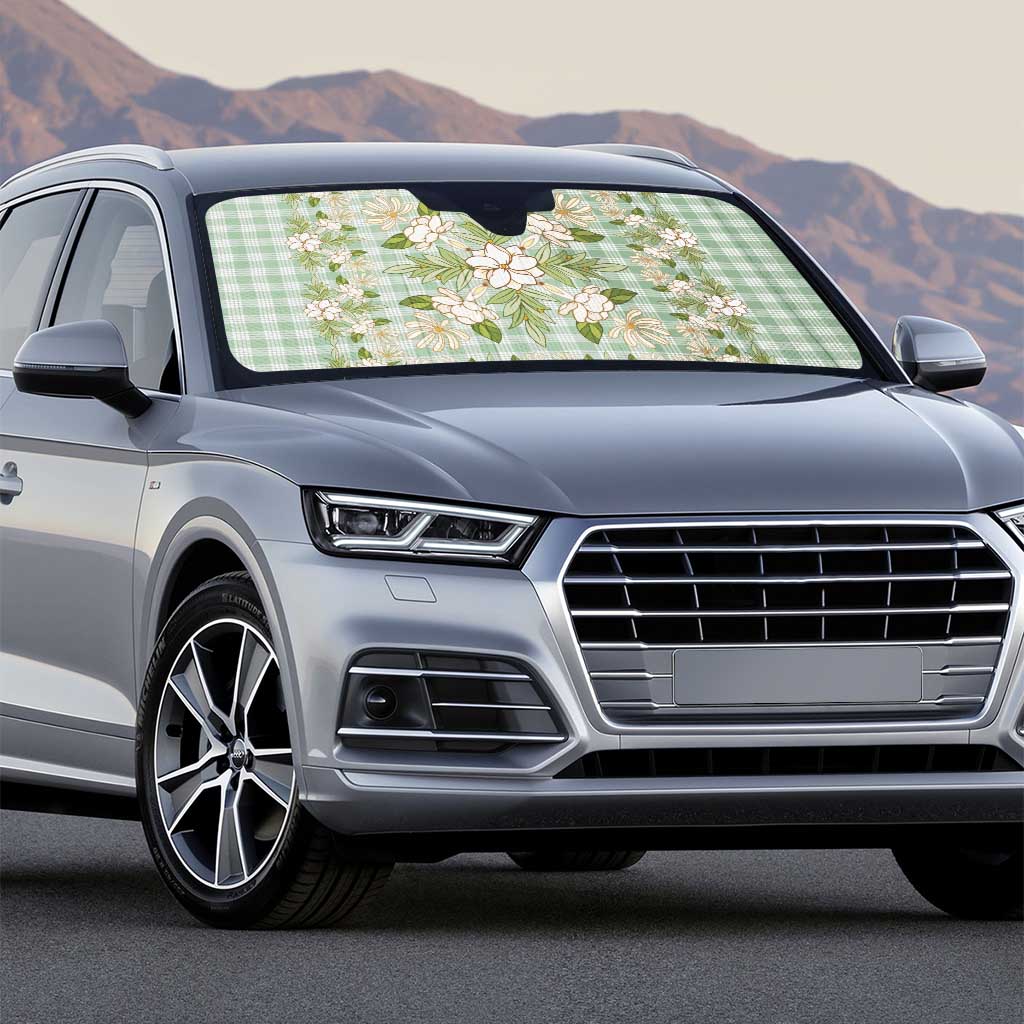 Squares Maile Leaf Auto Sun Shade Turquoise Palaka Hawaiian Quilt Pattern - Polynesian Pride