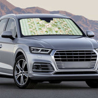 Squares Maile Leaf Auto Sun Shade Turquoise Palaka Hawaiian Quilt Pattern - Polynesian Pride