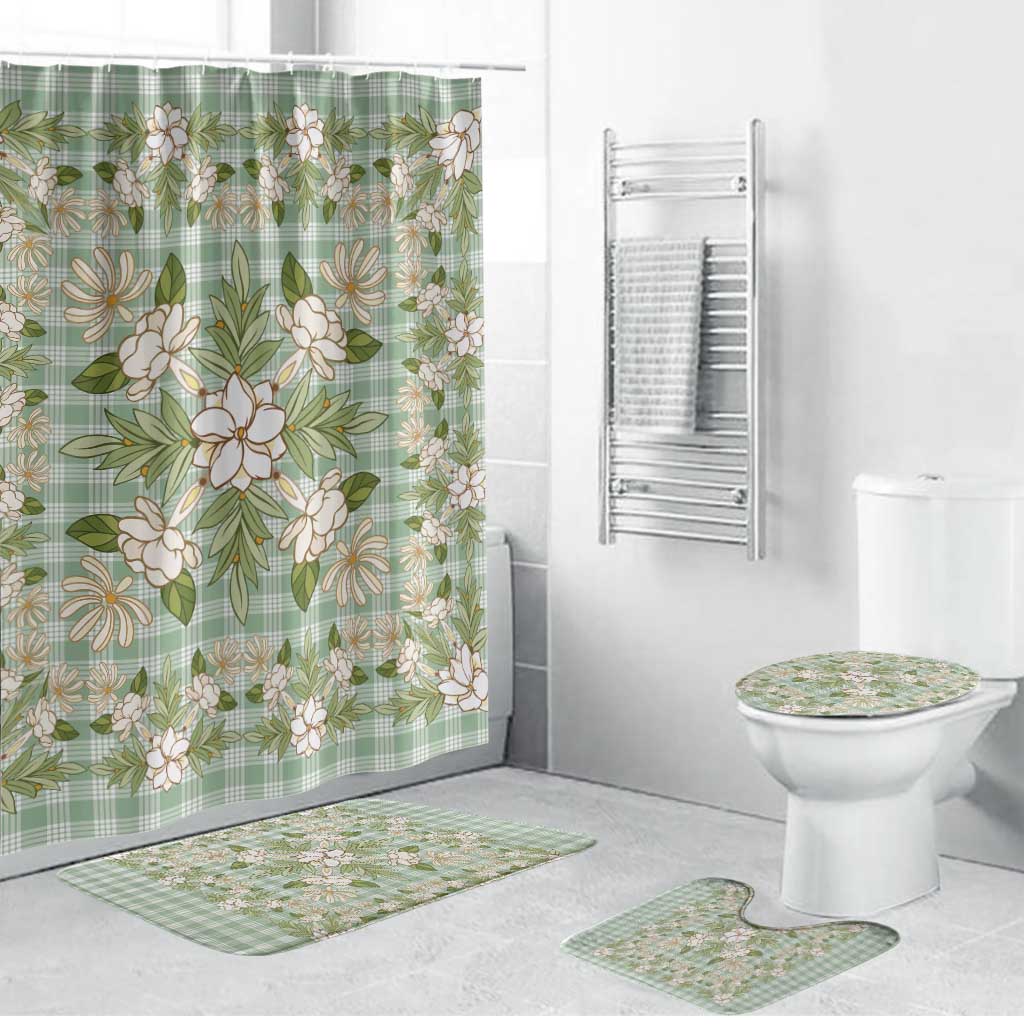 Squares Maile Leaf Bathroom Set Turquoise Palaka Hawaiian Quilt Pattern - Polynesian Pride
