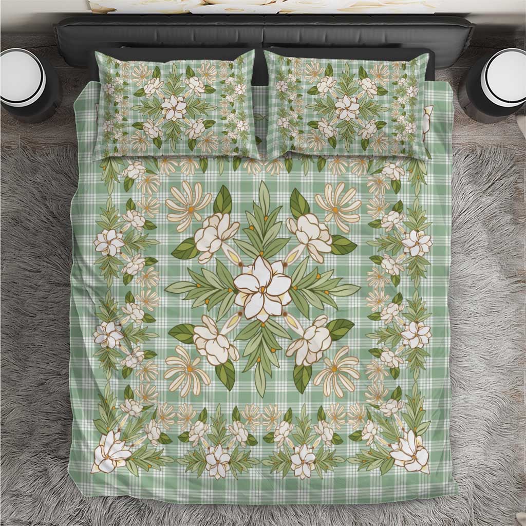 Squares Maile Leaf Bedding Set Turquoise Palaka Hawaiian Quilt Pattern - Polynesian Pride