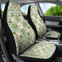 Squares Maile Leaf Car Seat Cover Turquoise Palaka Hawaiian Quilt Pattern - Polynesian Pride