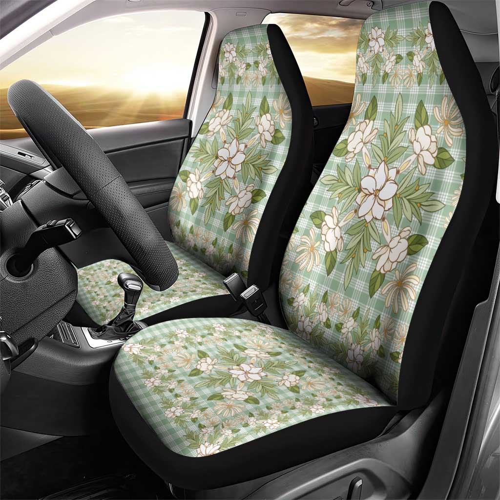Squares Maile Leaf Car Seat Cover Turquoise Palaka Hawaiian Quilt Pattern - Polynesian Pride