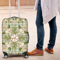 Squares Maile Leaf Luggage Cover Turquoise Palaka Hawaiian Quilt Pattern - Polynesian Pride