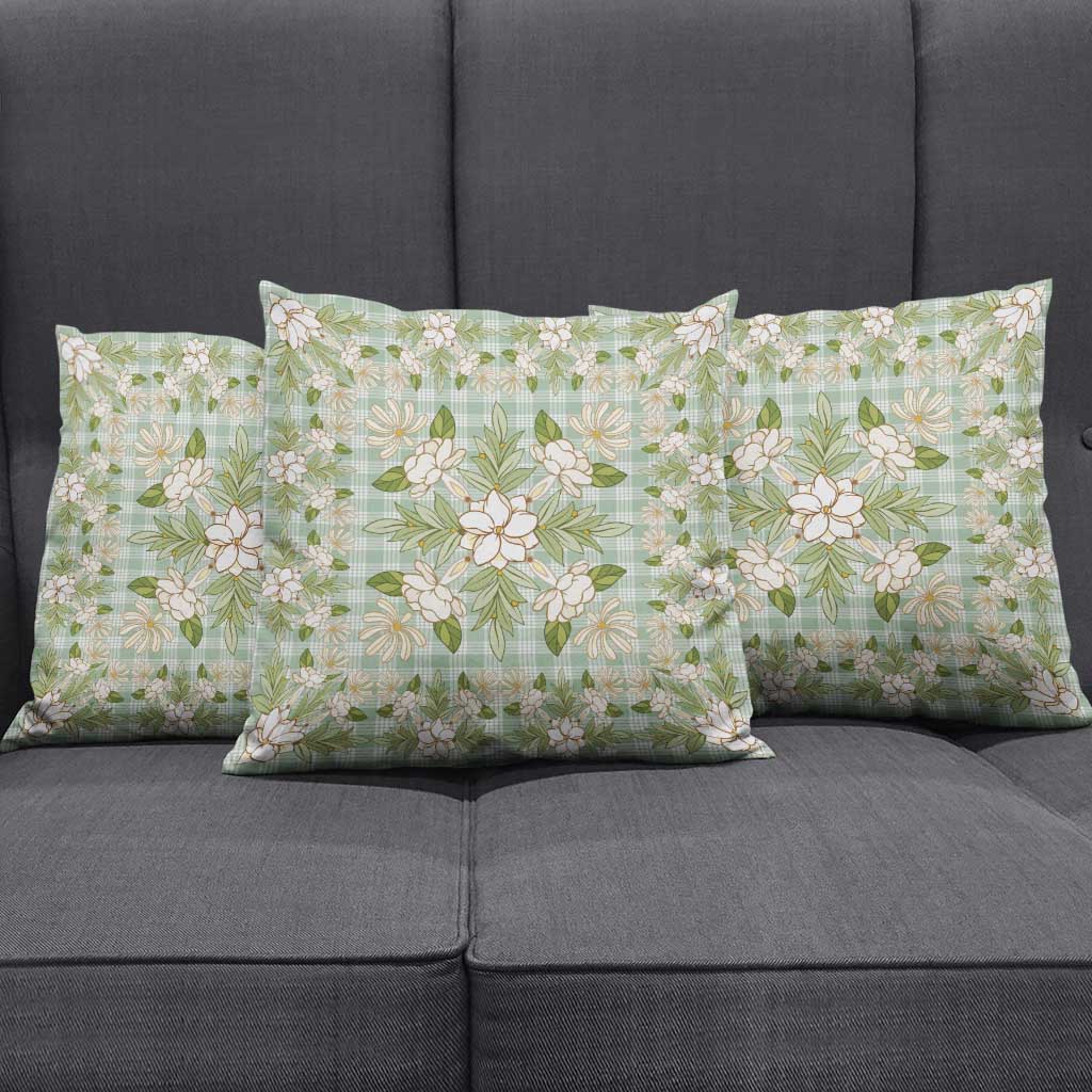 Squares Maile Leaf Pillow Cover Turquoise Palaka Hawaiian Quilt Pattern - Polynesian Pride