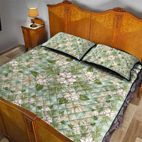 Squares Maile Leaf Quilt Bed Set Turquoise Palaka Hawaiian Quilt Pattern - Polynesian Pride