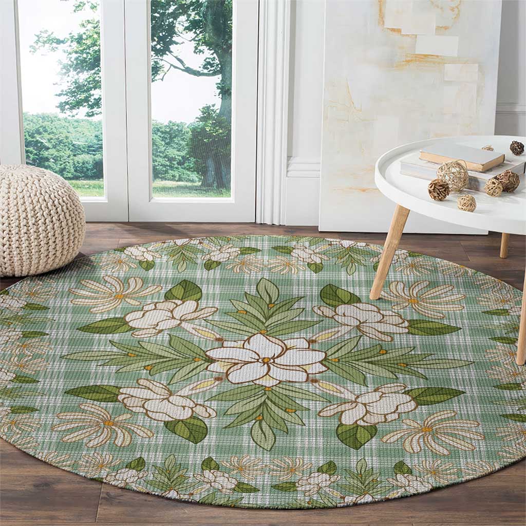 Squares Maile Leaf Round Carpet Turquoise Palaka Hawaiian Quilt Pattern - Polynesian Pride