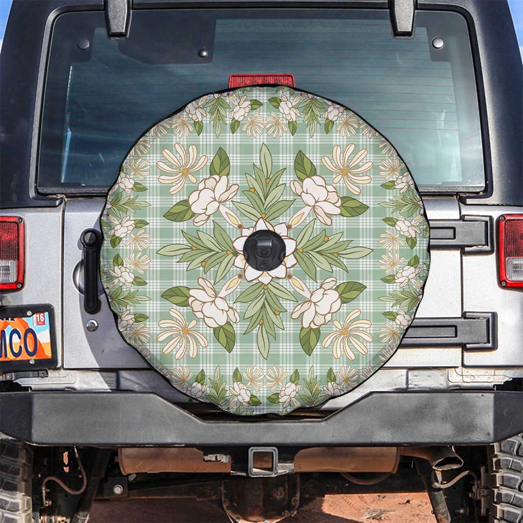 Squares Maile Leaf Spare Tire Cover Turquoise Palaka Hawaiian Quilt Pattern - Polynesian Pride