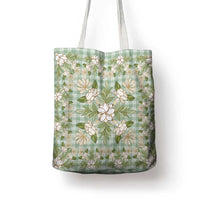 Squares Maile Leaf Tote Bag Turquoise Palaka Hawaiian Quilt Pattern - Polynesian Pride