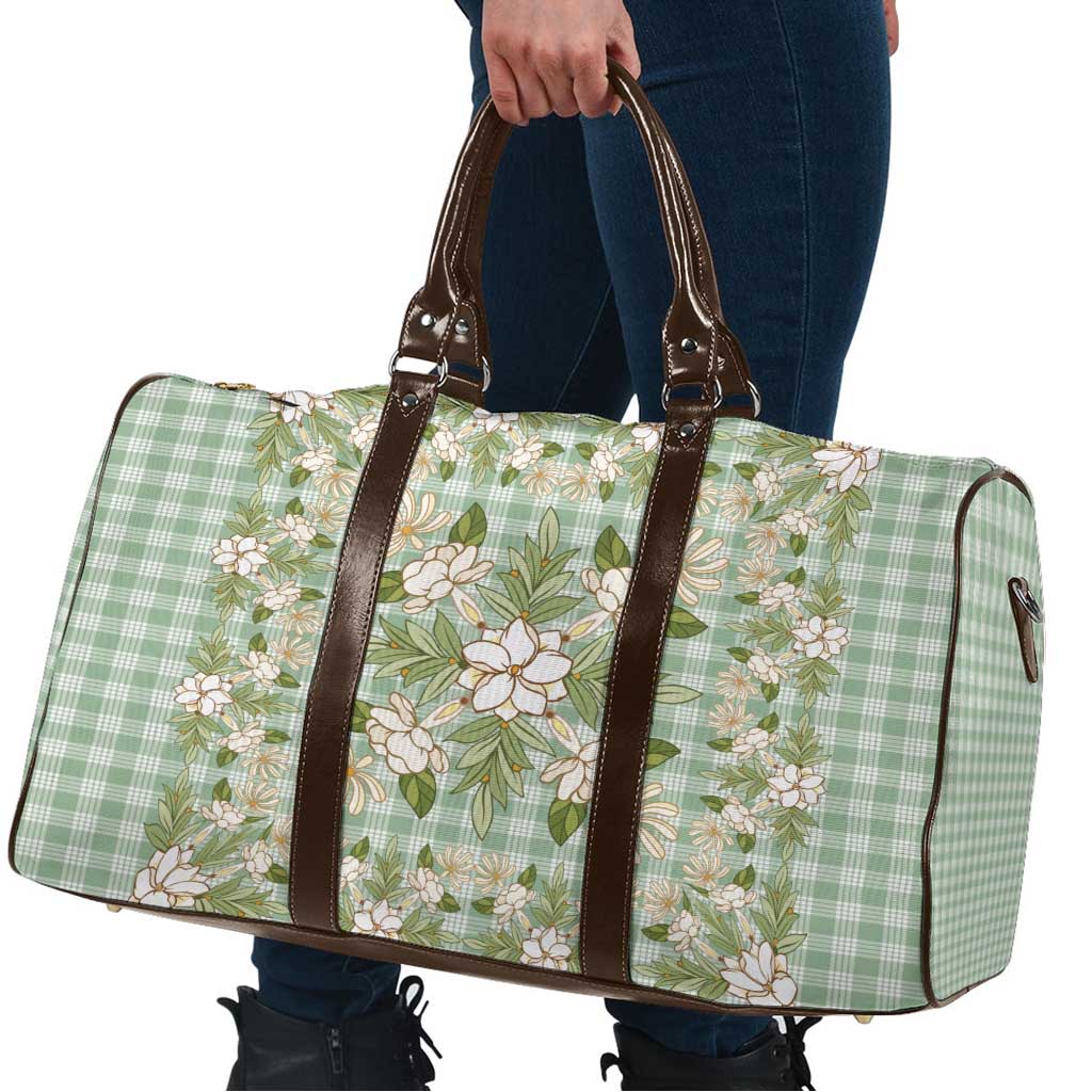 Squares Maile Leaf Travel Bag Turquoise Palaka Hawaiian Quilt Pattern - Polynesian Pride