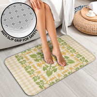 Squares Puakenikeni and Kalo Bathroom Set Beige Palaka Hawaiian Quilt Pattern - Polynesian Pride