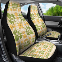 Squares Puakenikeni and Kalo Car Seat Cover Beige Palaka Hawaiian Quilt Pattern - Polynesian Pride
