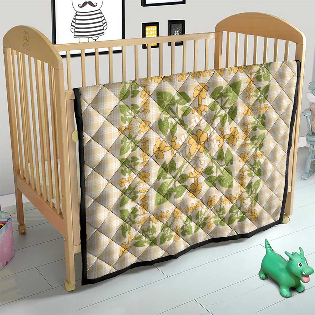 Squares Puakenikeni and Kalo Quilt Beige Palaka Hawaiian Quilt Pattern - Polynesian Pride