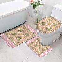 Squares Puakenikeni and Kalo Bathroom Set Pink Palaka Hawaiian Quilt Pattern - Polynesian Pride