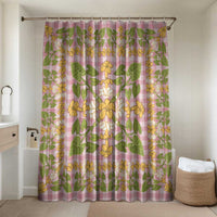 Squares Puakenikeni and Kalo Bathroom Set Pink Palaka Hawaiian Quilt Pattern - Polynesian Pride