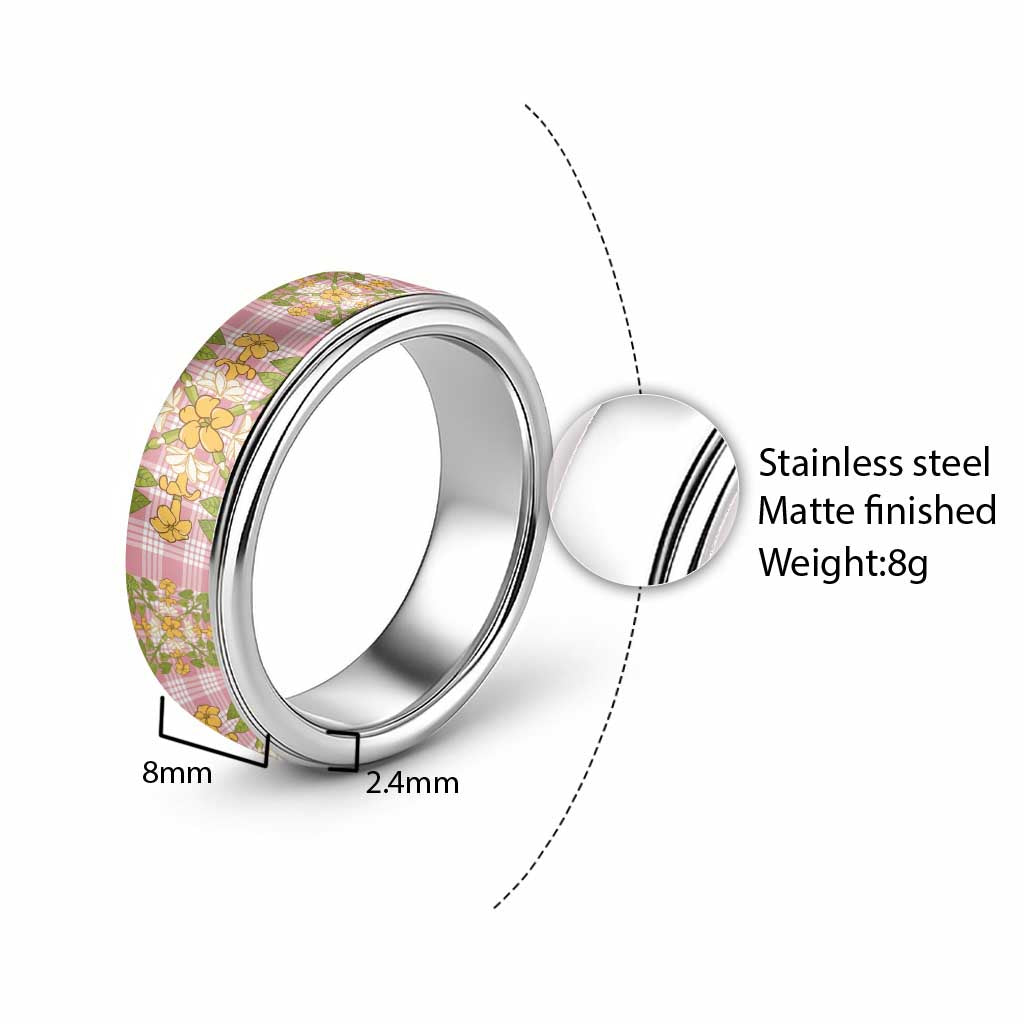 Squares Puakenikeni and Kalo Classic Ring Pink Palaka Hawaiian Quilt Pattern - Polynesian Pride