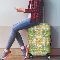 Squares Puakenikeni and Kalo Luggage Cover Turquoise Palaka Hawaiian Quilt Pattern - Polynesian Pride