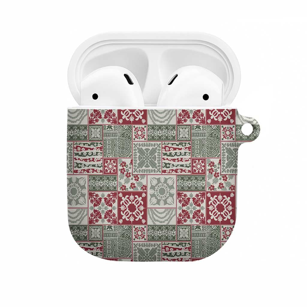 Mele Kalikimaka Hawaii Christmas AirPods Case Aloha Spirit with Hawaiian Quilt Pattern - Polynesian Pride