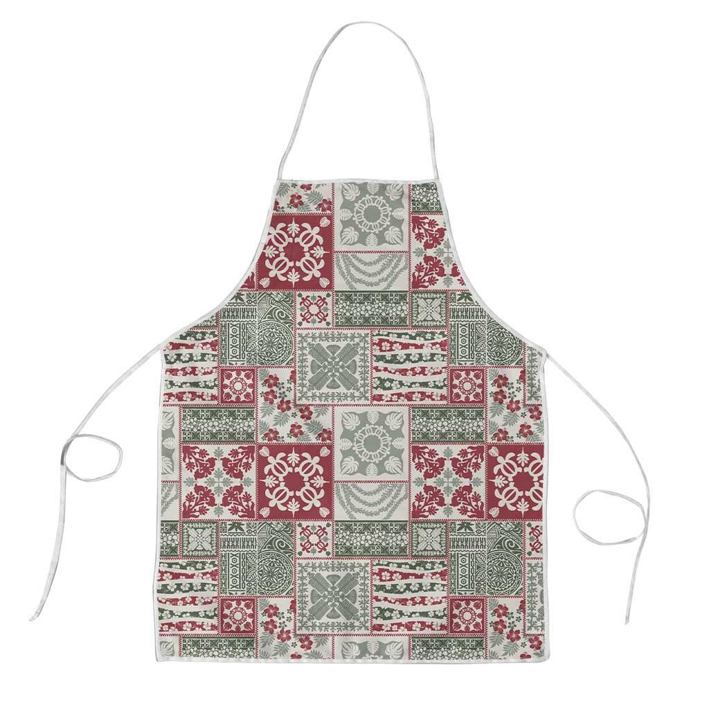 Mele Kalikimaka Hawaii Christmas Apron Aloha Spirit with Hawaiian Quilt Pattern - Polynesian Pride