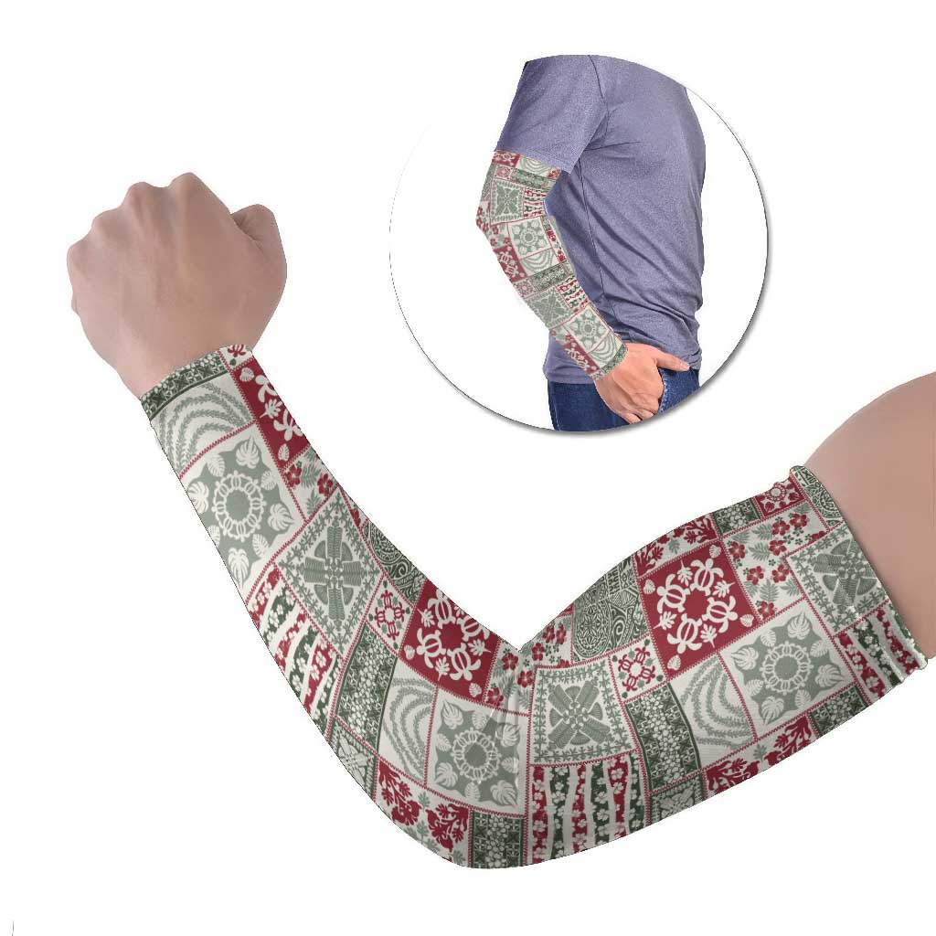 Mele Kalikimaka Hawaii Christmas Arm Sleeves Aloha Spirit with Hawaiian Quilt Pattern - Polynesian Pride