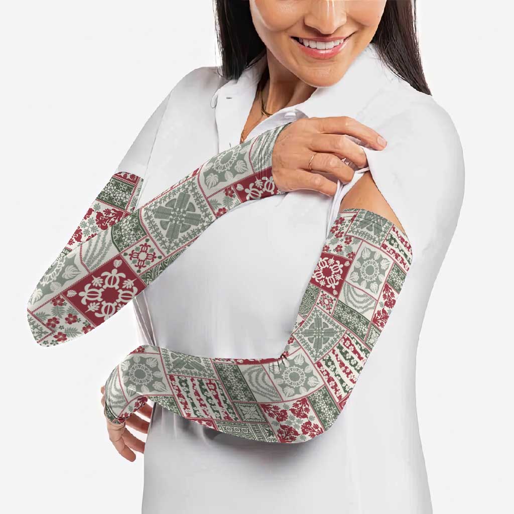Mele Kalikimaka Hawaii Christmas Arm Sleeves Aloha Spirit with Hawaiian Quilt Pattern - Polynesian Pride