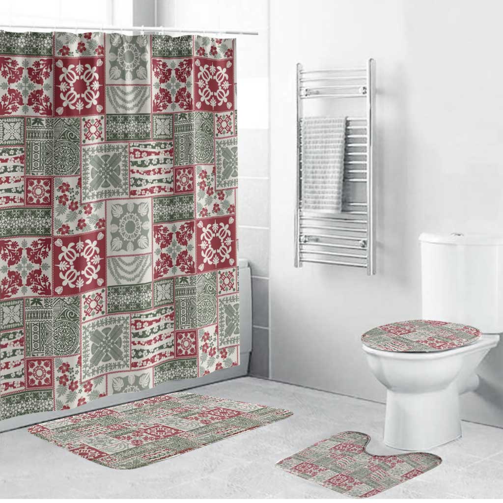 Mele Kalikimaka Hawaii Christmas Bathroom Set Aloha Spirit with Hawaiian Quilt Pattern - Polynesian Pride