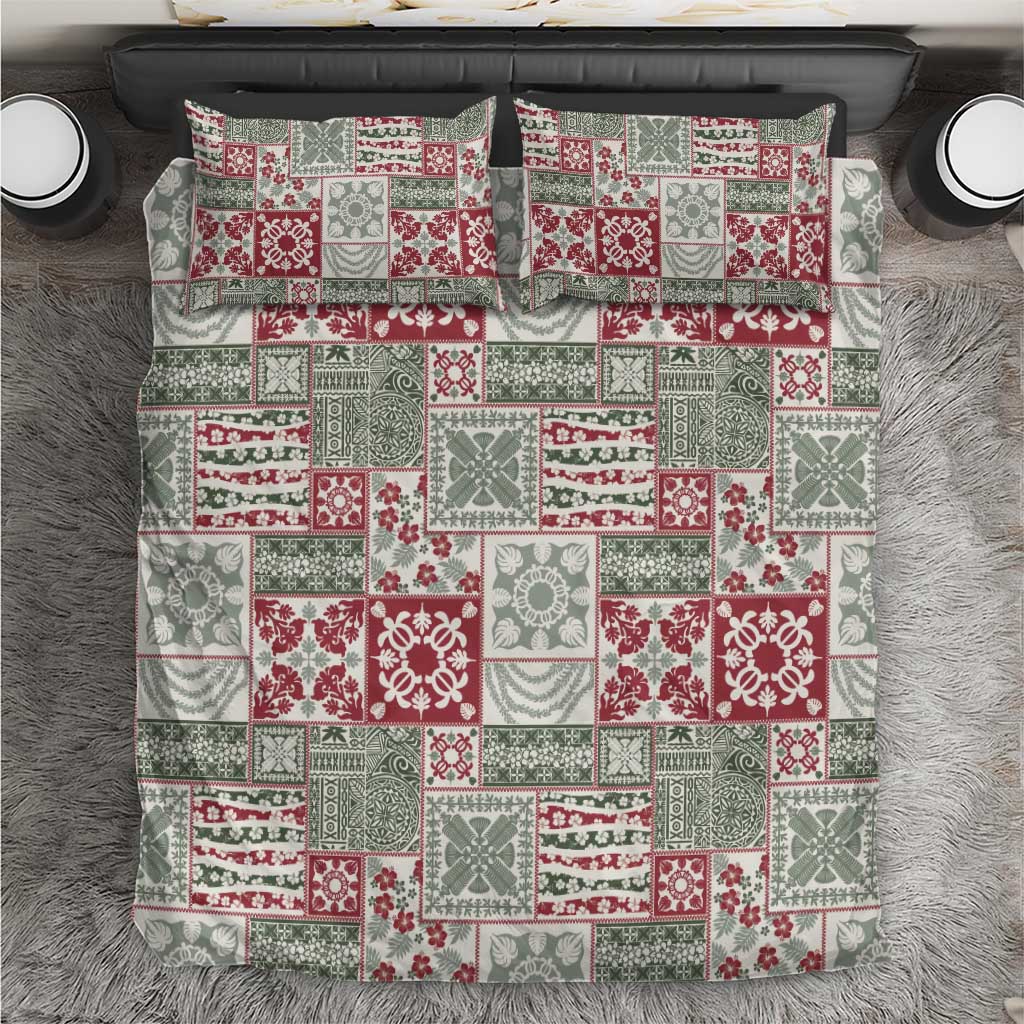 Mele Kalikimaka Hawaii Christmas Bedding Set Aloha Spirit with Hawaiian Quilt Pattern - Polynesian Pride