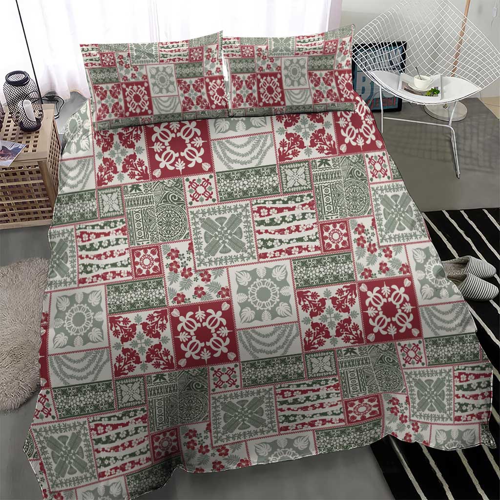 Mele Kalikimaka Hawaii Christmas Bedding Set Aloha Spirit with Hawaiian Quilt Pattern - Polynesian Pride