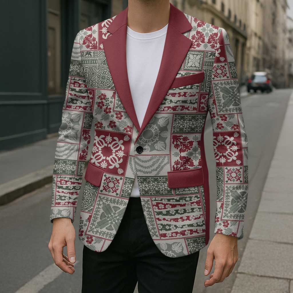 Mele Kalikimaka Hawaii Christmas Blazer Aloha Spirit with Hawaiian Quilt Pattern - Polynesian Pride