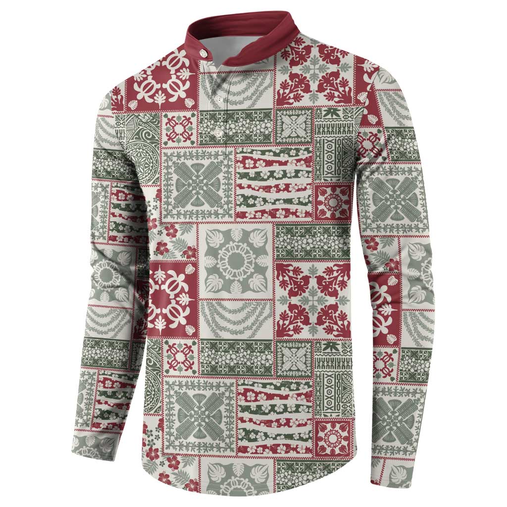 Mele Kalikimaka Hawaii Christmas Button Sweatshirt Aloha Spirit with Hawaiian Quilt Pattern - Polynesian Pride