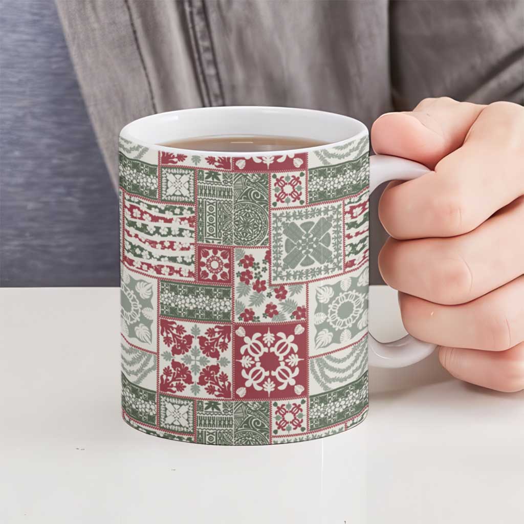 Mele Kalikimaka Hawaii Christmas Ceramic Mug Aloha Spirit with Hawaiian Quilt Pattern - Polynesian Pride