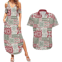 Mele Kalikimaka Hawaii Christmas Couples Matching Summer Maxi Dress and Hawaiian Shirt Aloha Spirit with Hawaiian Quilt Pattern - Polynesian Pride
