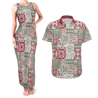 Mele Kalikimaka Hawaii Christmas Couples Matching Tank Maxi Dress and Hawaiian Shirt Aloha Spirit with Hawaiian Quilt Pattern - Polynesian Pride