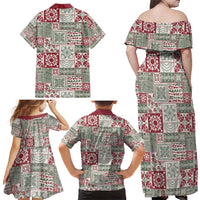 Mele Kalikimaka Hawaii Christmas Family Matching Off Shoulder Maxi Dress and Hawaiian Shirt Aloha Spirit with Hawaiian Quilt Pattern - Polynesian Pride