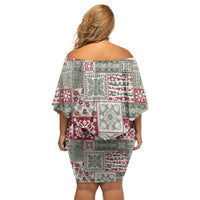 Mele Kalikimaka Hawaii Christmas Family Matching Off Shoulder Short Dress and Hawaiian Shirt Aloha Spirit with Hawaiian Quilt Pattern - Polynesian Pride
