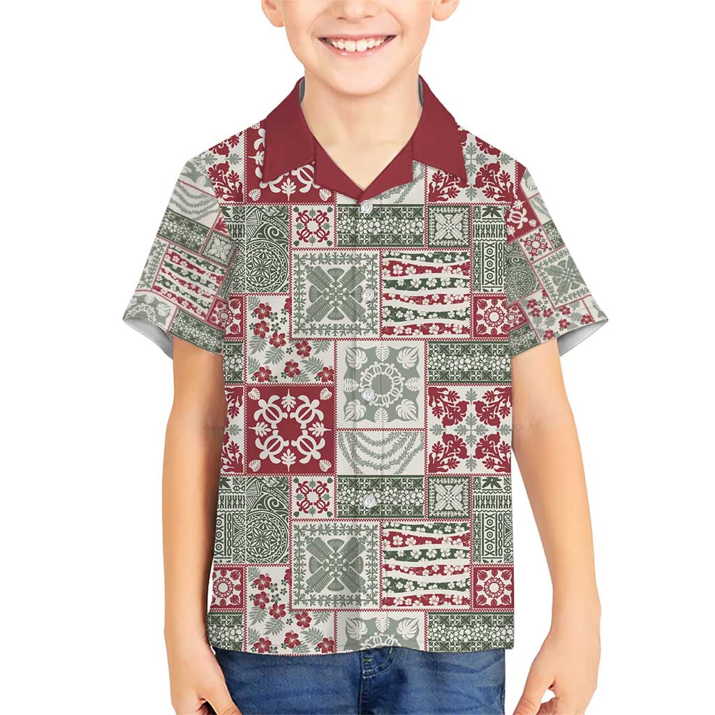 Mele Kalikimaka Hawaii Christmas Family Matching Short Sleeve Bodycon Dress and Hawaiian Shirt Aloha Spirit with Hawaiian Quilt Pattern - Polynesian Pride