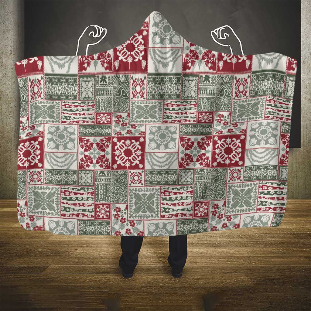 Mele Kalikimaka Hawaii Christmas Hooded Blanket Aloha Spirit with Hawaiian Quilt Pattern - Polynesian Pride